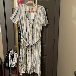 Cute button up spring midi dress!!